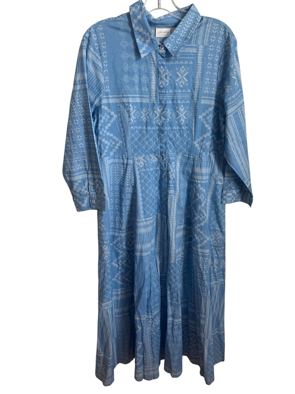 Julia Amory Classic Shirt Maxi Dress Blue Large NWOT